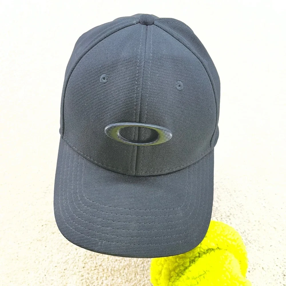 Oakley Performance Fitted Hat Mens L/XL Black Carbon Fiber Ellipse Logo Flex Cap